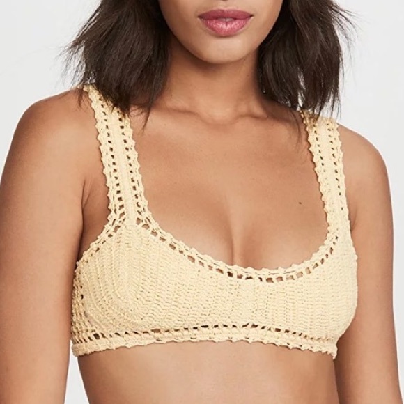 She Made Me x Free People Naira S 4/6 Tan Brown 2pc Crochet High Waist Handmade - Picture 14 of 15